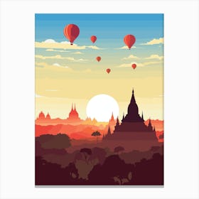 Sunset In Bagan - Myanmar 1 Canvas Print