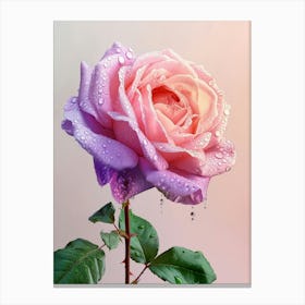 English Roses Painting Rose With Water Droplets 2 Canvas Print