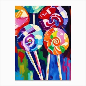 Lollipops Candy Sweetie Colourful Brushstroke Painting Flower Canvas Print