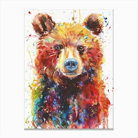Brown Bear Colourful Watercolour 2 Canvas Print