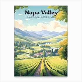 Napa Valley California United States Vineyard Modern Travel Art Canvas Print