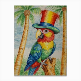 Parrot In Hat 2 Canvas Print