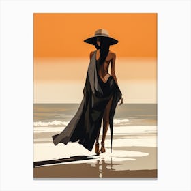 Illustration of an African American woman at the beach 108 Canvas Print