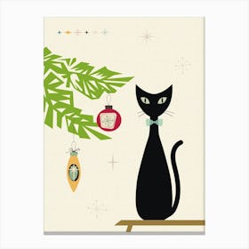 Mid Century Modern Christmas Cat Canvas Print