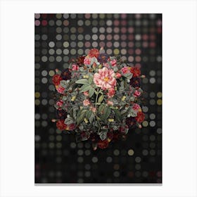 Vintage French Rosebush with Variegated Flower Wreath on Dot Bokeh Pattern n.0190 Canvas Print