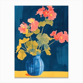 Geranium Flowers On A Table   Contemporary Illustration 2 Canvas Print