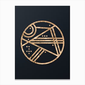 Abstract Geometric Gold Glyph on Dark Teal n.0068 Canvas Print