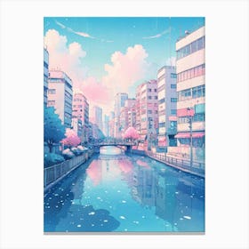 City With A Canal Canvas Print