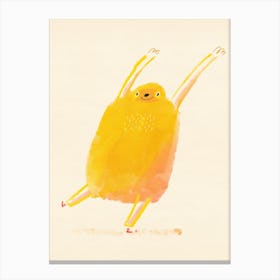 Happy Yellow Sloth Waving Arms Canvas Print