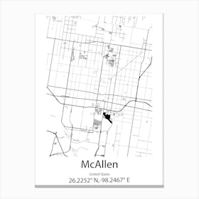 Mcallen,United States Minimalist Map Canvas Print