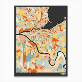 Geneva Switzerland Map Canvas Print