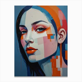 Woman In Blue And Orange Canvas Print