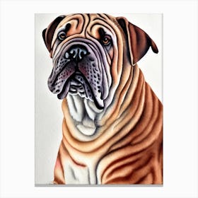 Chinese Shar Pei Watercolour dog Canvas Print