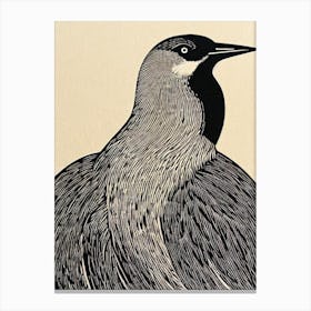 Woodpecker Linocut Bird Canvas Print