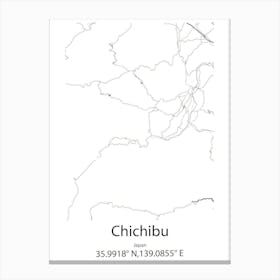 Chichibu,Japan Minimalist Map Canvas Print