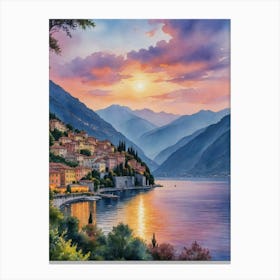 Sunset On Lake Como 1 Canvas Print