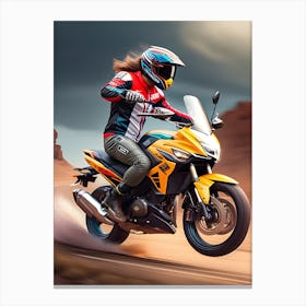 Motorcycle Rider In The Desert Canvas Print