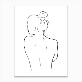 Female Body Sketch 5 Black And White Canvas Print