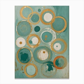 Teal And Gold Circles Canvas Print