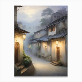 Village In The Mist 1 Canvas Print