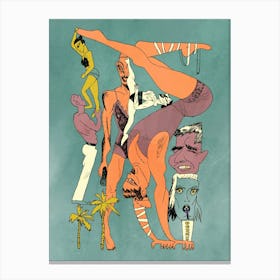 The talent show: acrobats in color Canvas Print
