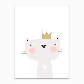 Cute Grey Cat with Crown Canvas Print