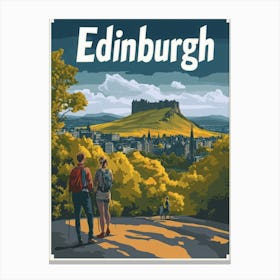 Aihrgdesign A Retro Travel Poster For Edinburgh Featuring Art 41336ee3 E10d 447b 8404 E297fb69679e 2 Canvas Print