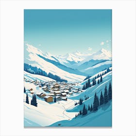 Verbier   Switzerland, Ski Resort Illustration 1 Simple Style Canvas Print