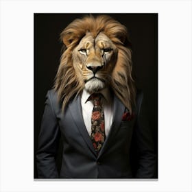 African Lion Wearing A Suit 7 Canvas Print