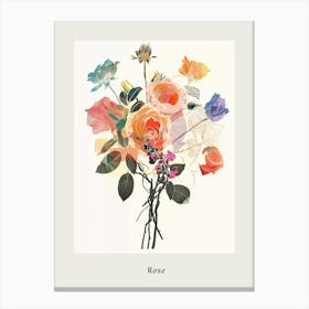 Rose 3 Collage Flower Bouquet Poster Canvas Print