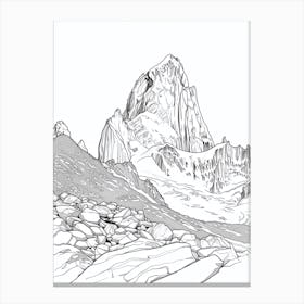 Cerro Fitz Roy Argentina Line Drawing 6 Canvas Print