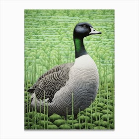 Ohara Koson Inspired Bird Painting Canada Goose 1 Canvas Print