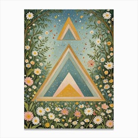 Triangles And Flowers Canvas Print