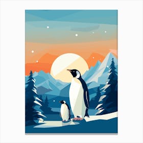 Penguins In The Snow Canvas Print