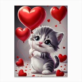 Valentine Kitten 1 Canvas Print