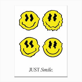 Just Smile Yellow Canvas Print
