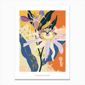 Colourful Flower Illustration Poster Passionflower 4 Canvas Print