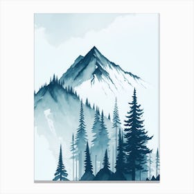 Mountain And Forest In Minimalist Watercolor Vertical Composition 254 Canvas Print