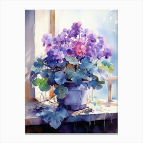 Violets In A Pot Canvas Print