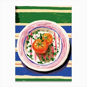 A Plate Of Tomato 2 Top View Food Illustration 4 Canvas Print