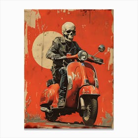 Skeleton On A Moped 4 Canvas Print