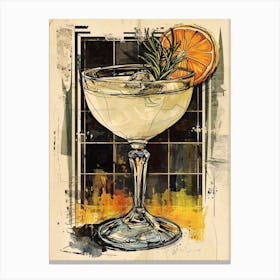Orange Rosemary Cocktail Watercolour Canvas Print