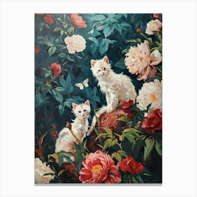 White Cats Rococo Inspired Canvas Print