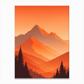 Misty Mountains Vertical Composition In Orange Tone 124 Canvas Print