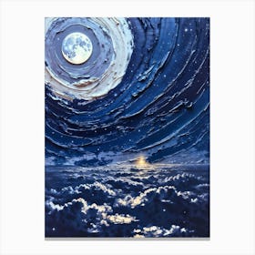 Sunset, Moonrise Impasto Painting Canvas Print