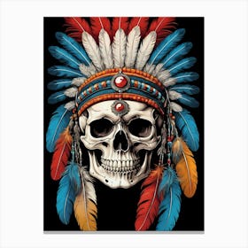 Skull Indian Headdress (17) Canvas Print