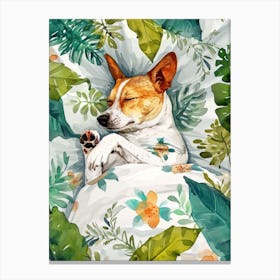 Dog Sleeping In Bed animal Dog's life Canvas Print