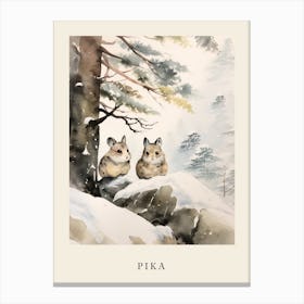 Winter Watercolour Pika 1 Poster Canvas Print