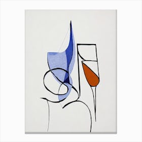 French Pearl Picasso Line Drawing Cocktail Poster Canvas Print