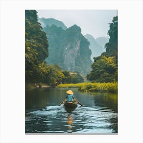 Woman In A Boat On A River Canvas Print